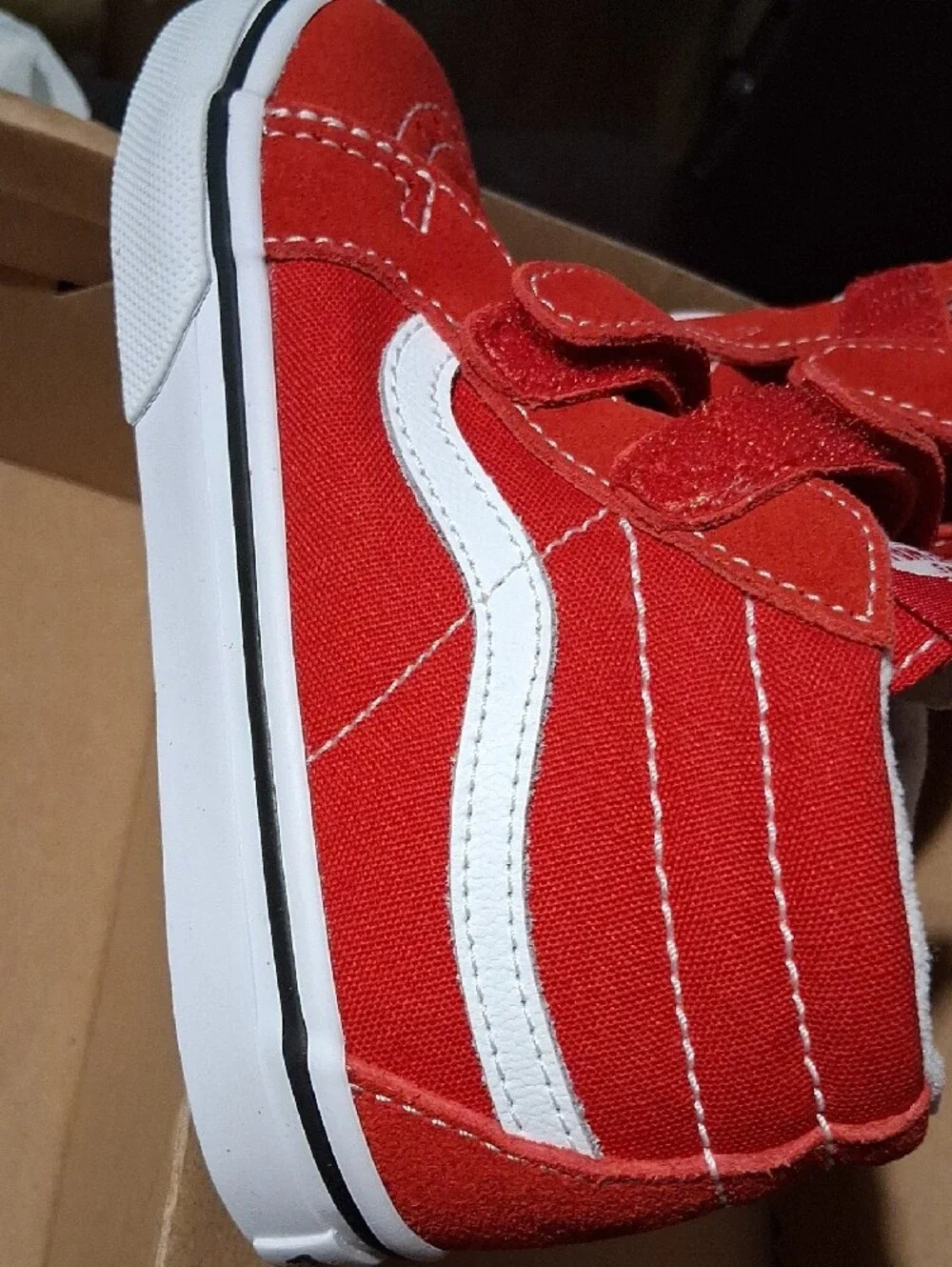 Vans Kids Red High-Top Velcro Canvas Sneakers 9.0 Usa Toddler